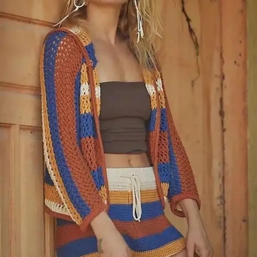 Free People Baracoa Fauxchet Sweater Set Sz Medium
